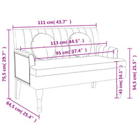 Thumbnail for vidaXL Bench with Cushions Upholstered Seating for Bedroom Living Room Fabric-6