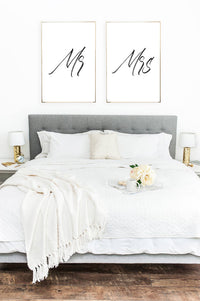 Thumbnail for Mr & Mrs Bedroom Simple Decor Bedroom Prints Set Of 2-0