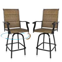 Thumbnail for Set of 2 Brown Swivel Indoor Outdoor Bar Stools
