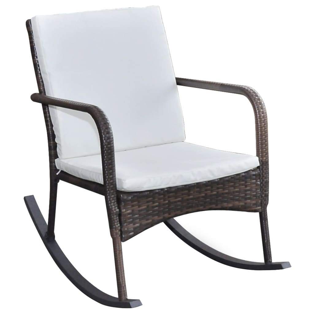 vidaXL Garden Rocking Chair Poly Rattan Wicker Outdoor Swing Chair Black/Brown