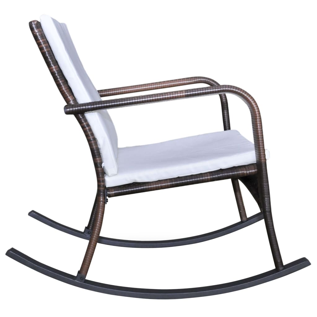 vidaXL Garden Rocking Chair Poly Rattan Wicker Outdoor Swing Chair Black/Brown