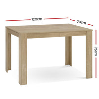 Thumbnail for Artiss Dining Table 4 Seater Wooden Kitchen Tables Oak 120cm Cafe Restaurant
